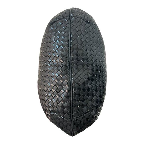 Vintage Ganson Black Leather Woven Handbag | Made in Hong Kong - Picture 9 of 12